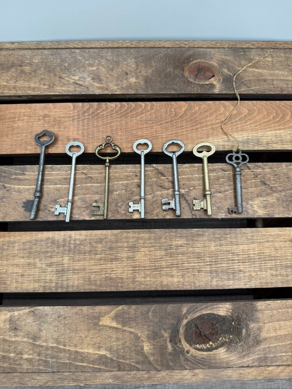 Lot of 7 Vintage Skeleton Keys – Antique Brass & Cast Iron Mortise Keys